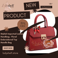 Stylish Imported Ladies Handbag – Floral Embroidered Top Handle Bag