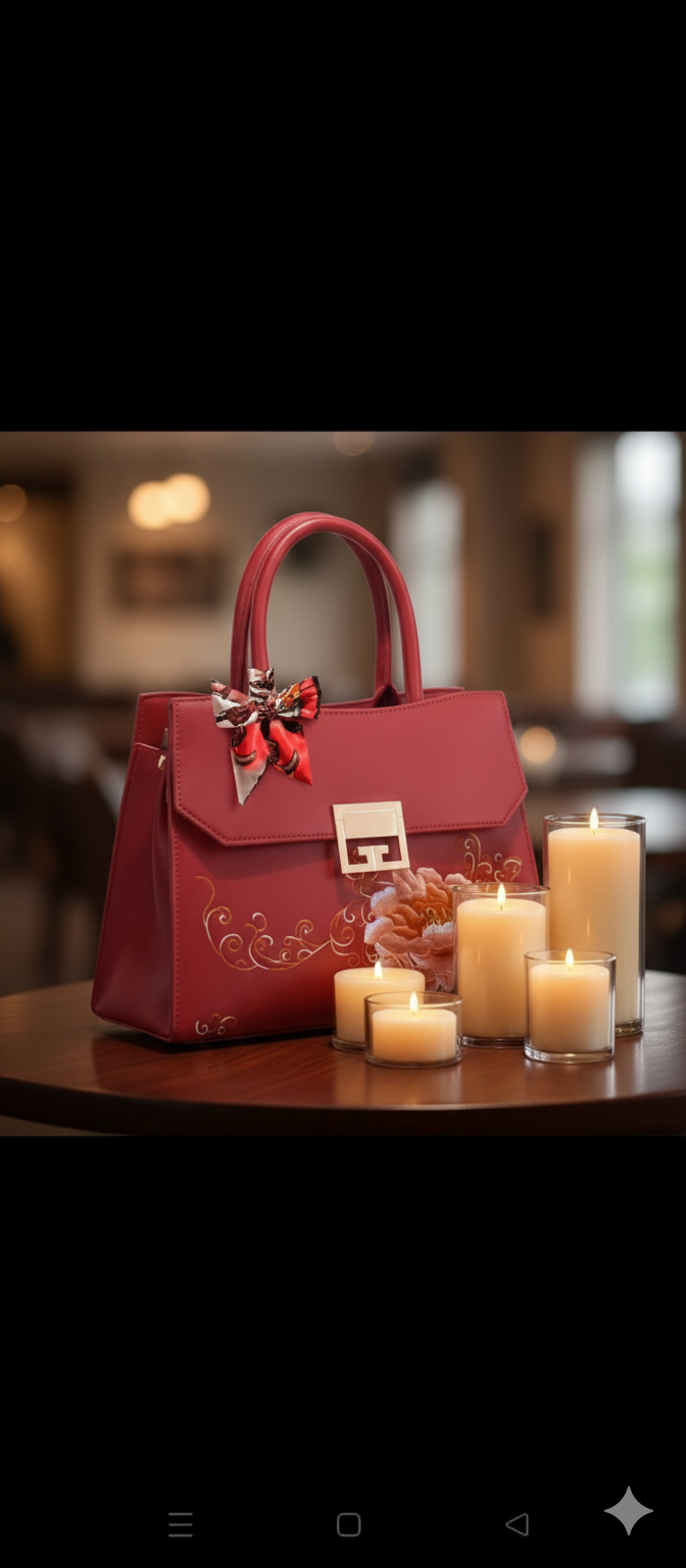 Stylish Imported Ladies Handbag – Floral Embroidered Top Handle Bag