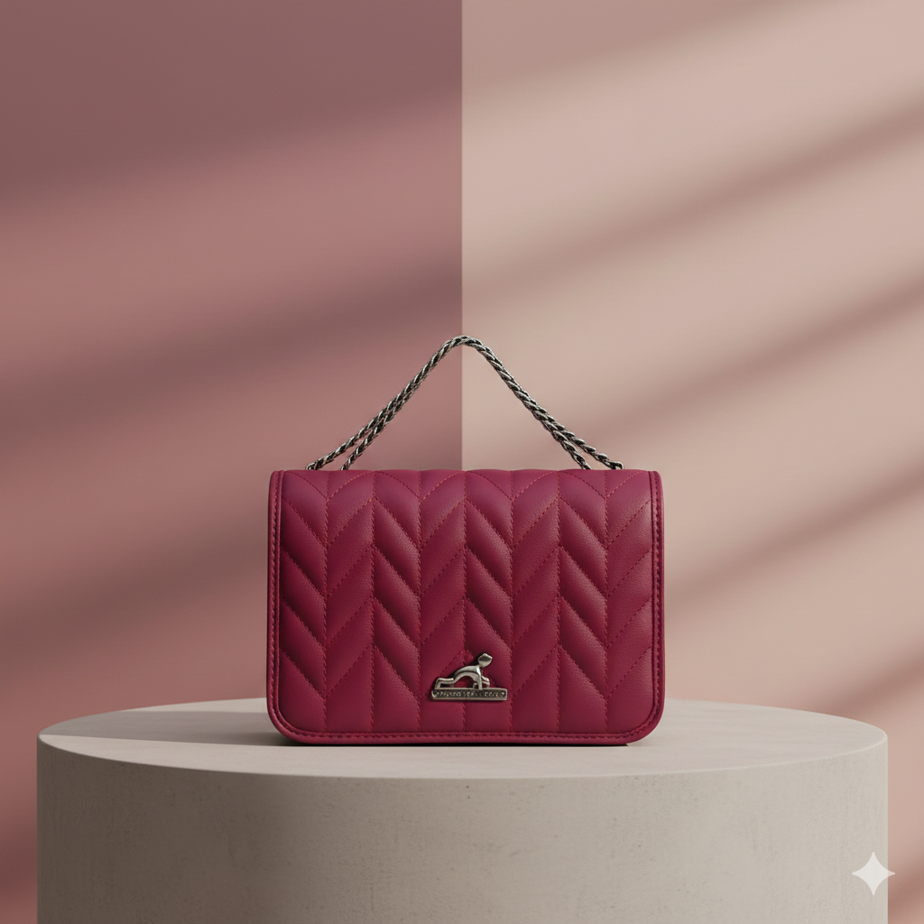 Stylish Maroon Chain Bag for Women – Luxury Quilted Shoulder Handbag