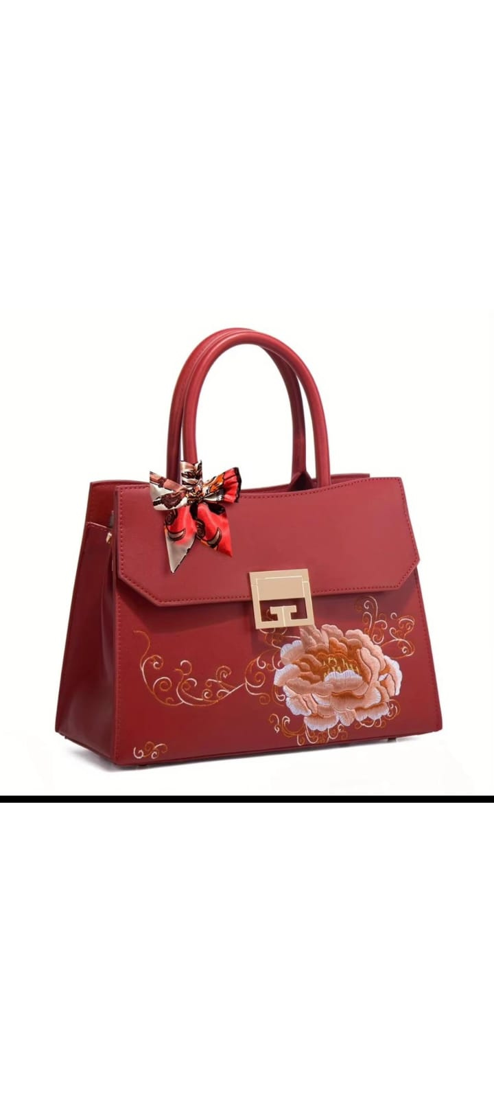 Stylish Imported Ladies Handbag – Floral Embroidered Top Handle Bag